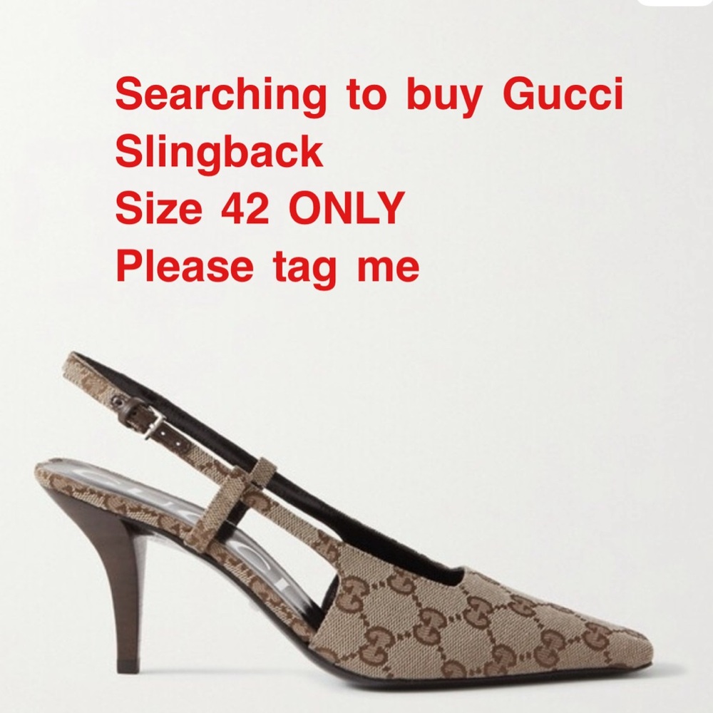 Gucci Brown Monogram Slingback Heels - image 1